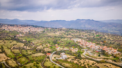 Panoramic aerial view of village in Cyprus 