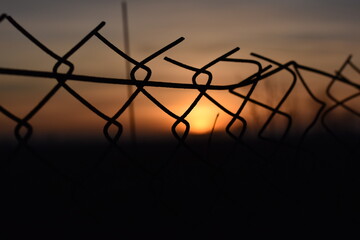 Sunset in fence