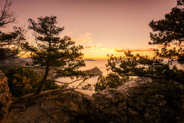 Dawn near the village Novyi Svit (New light). City district Sudak, the Republic of Crimea.