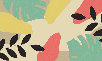 Tropical leaves background.