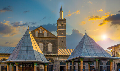 Ulu Mosque with sunset, Sur, Diyarbakir, Turkey