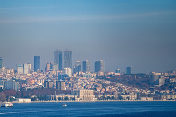 Beautiful panoramic view on Istanbul, Turkey over Bosphorus