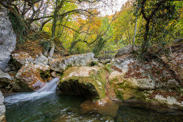 Naklejka na ściany i meble Waterfall. The Grand Canyon. The Republic of Crimea