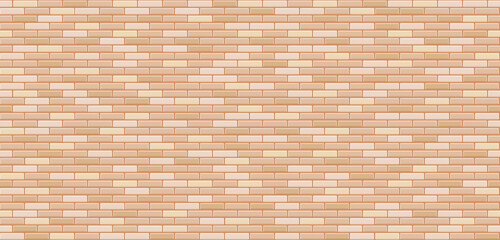 Vector texture of brick wall. Realistic beige brick wall background. White brick wall seamless vector pattern for replication. Bavarian masonry seamless vector pattern. Vector illustration.