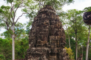 Stone faces at Bayon Temple in Siem Reap, Cambodia