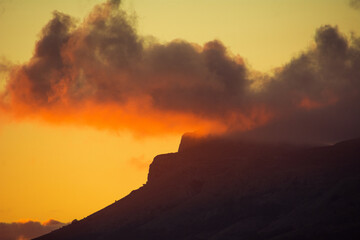 Demerdji, Alushta, Republic of Crimea - April 1, 2019: View of Chatyr-Dag-Yayla from the Moonglade on Demerdzhi
