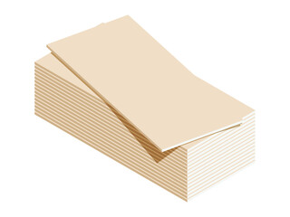 Isometric vector illustration of gypsum plasterboard isolated on white background. Drywall panels stack vector icon. Cartoon isometric stack of sheets of drywall. Building materials.