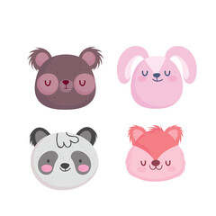 Bear rabbit panda and squirrel cartoon isolated vector design
