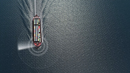 3d rendering-Cargo ship in the sea with radar and antenna signal-aerial 
with technology WIFI...