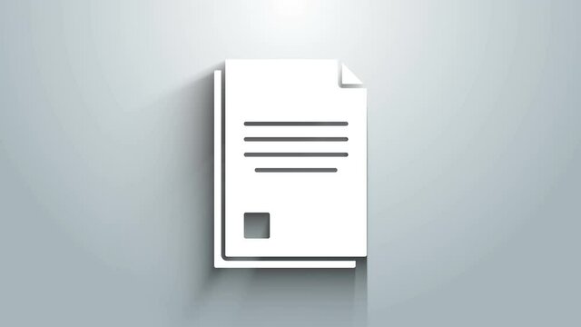 White File document icon isolated on grey background. Checklist icon. Business concept. 4K Video motion graphic animation
