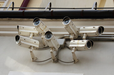 outdoor surveillance device on the building facade