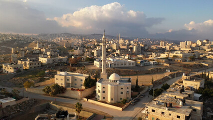 Mosque Tower Minaret in Palestine town, Aerial view
al-eizariya Town mosque minaret with speakers,...