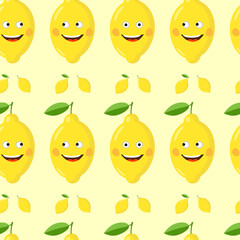 Seamless pattern with cheerful lemons.