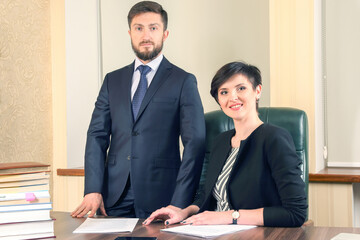 business man and woman in company working office