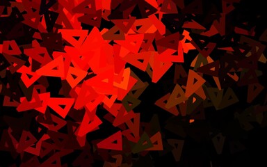 Dark Green, Red vector backdrop with lines, triangles.