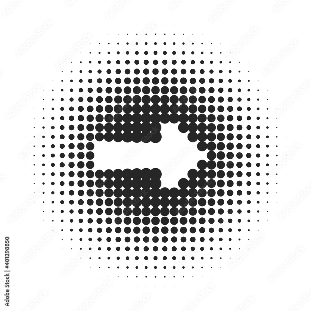 Aufkleber arrow, halftone. dots pointer, black. vector design element, isolated background.