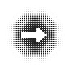 Arrow, halftone. Dots pointer, black. Vector design element, isolated background.