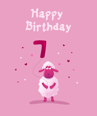 Obraz na płótnie Canvas Cute pink sheep with balloons