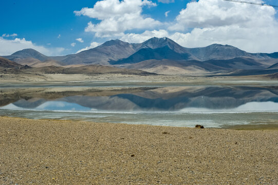 A lake in the Himalayas. Tibet, large lake in the highlands.