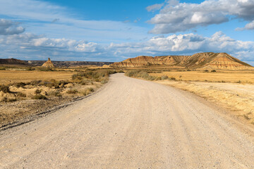 Gravel road in Bardenas Reales, Navarre, Spain	