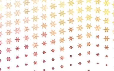 Light Red, Yellow vector texture with colored snowflakes, stars.