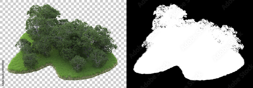 Poster forest isolated on background with mask. image useful for banners and posters or photo manipulations