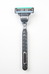 razor cassette on white background. manual face shaving machine. stubble blade. depilation