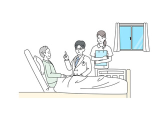 入院　年配の男性　説明する医師