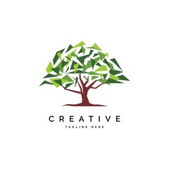 Obraz premium Creative tree logo design illustration vector template