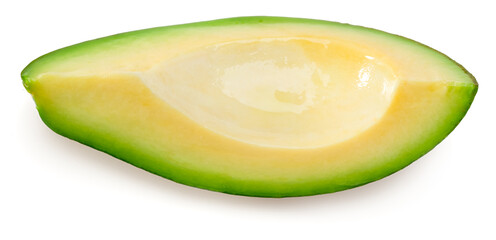 fresh sliced avocado isolated on white background. full depth of field.