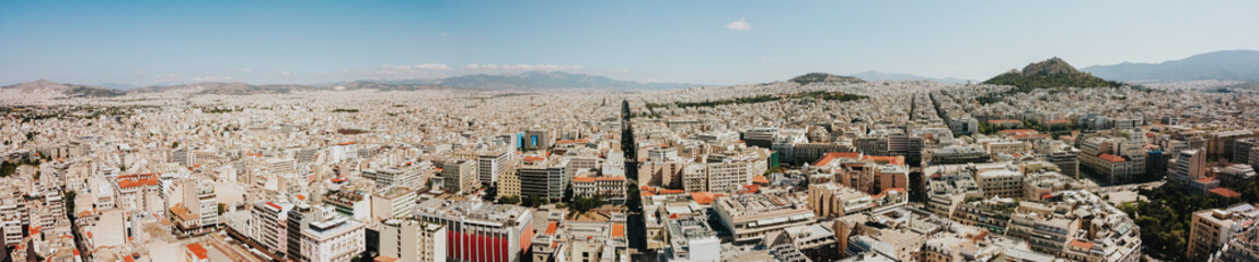 Fototapeta na wymiar Aerial drone panorama of Athens city