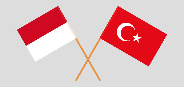 Crossed flags of Turkey and Monaco