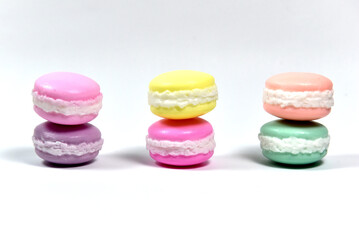 colorful macaroons soap on white