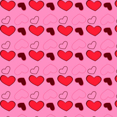 Abstract seamless pattern with different hearts