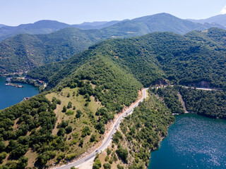 Aerial view of Vacha (Antonivanovtsi) Reservoir, Bulgaria
