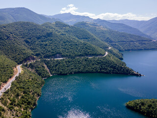 Aerial view of Vacha (Antonivanovtsi) Reservoir, Bulgaria