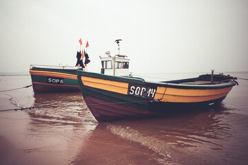 Fishing boat on the beach in Sopot