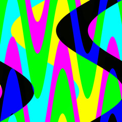 Pink green blue waves, lines, abstract background, playful geometries