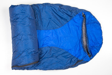 sleeping bag on a white background. items for tourism and camping