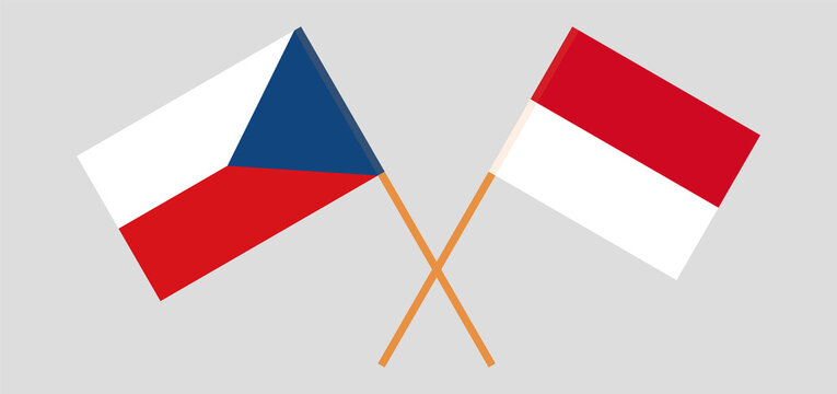 Crossed flags of Czech Republic and Monaco