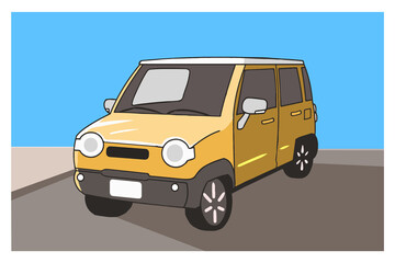 道路　快晴　軽自動車