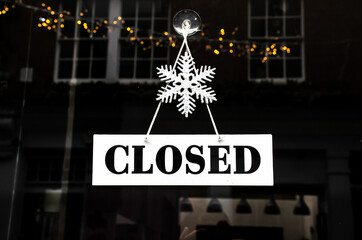 Closed board restaurant because of restrictions and Tier 4. Coronavirus.