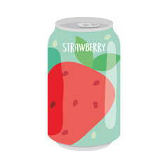 strawberry soda can icon, colorful design