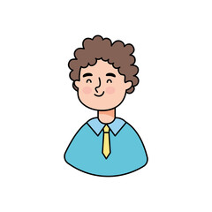cartoon man wearing yellow tie, colorful design