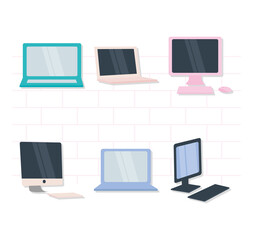 icon set of computers, colorful design