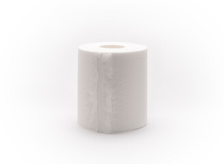 Toilet paper. One roll. White background.