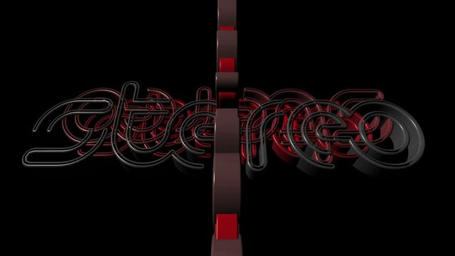 3D stereo sign over black