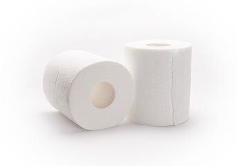Toilet paper. 2 rolls. White background. 