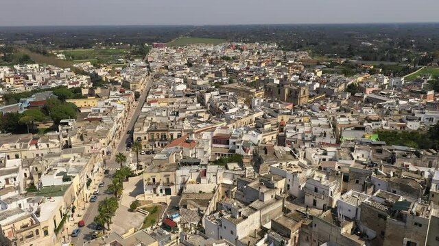 Oria, Italy. Medieval town in Puglia region - view from above. Beautiful traditional architecture of Southern Italy. High quality 4k footage