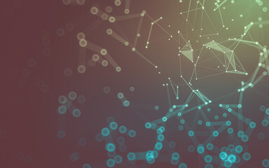 Abstract background. Molecules technology with polygonal shapes, connecting dots and lines. Connection structure. Big data visualization.